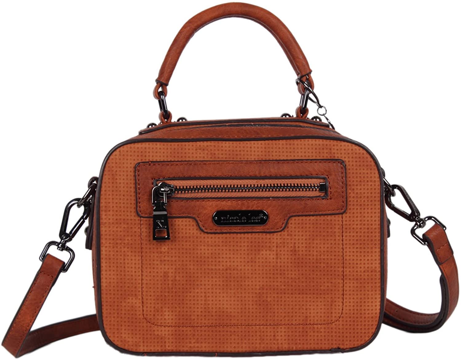 Price:$99.95 Crossbody Bag [Brown] with Front Zip Pocket and Adjustable/Detachable Shoulder Strap by Nicole Lee  Handbags   
