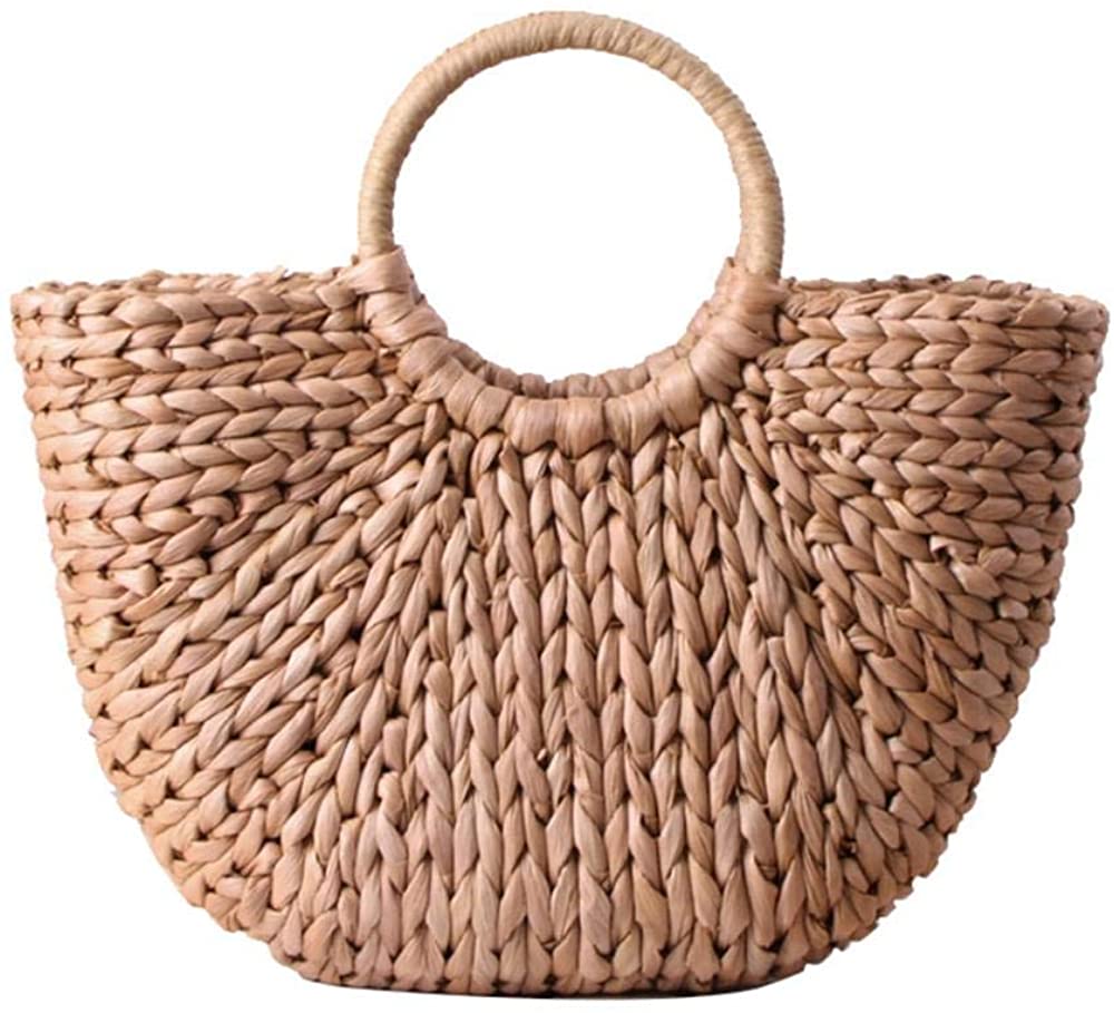 Price:$9.99    Women Summer Straw Handbag Tote Large Rattan Bag, Beach Shoulder Bag Vintage Weave Crossbody Bag for Women (Khaki)  Clothing