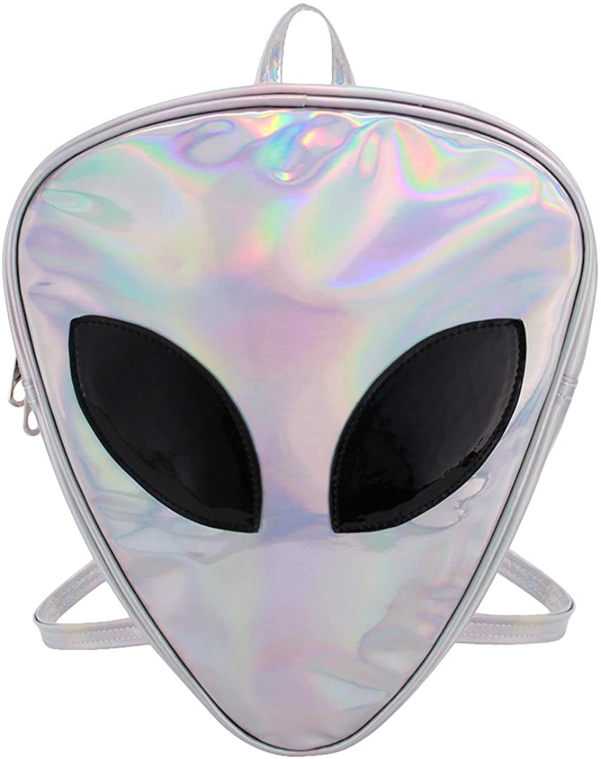 Price:$20.99   | Liliam Women Casual Holographic Waterproof Alien Triangle Backpack Daypack Satchel Shoulder Bag(Silver 1) | Casual Daypacks