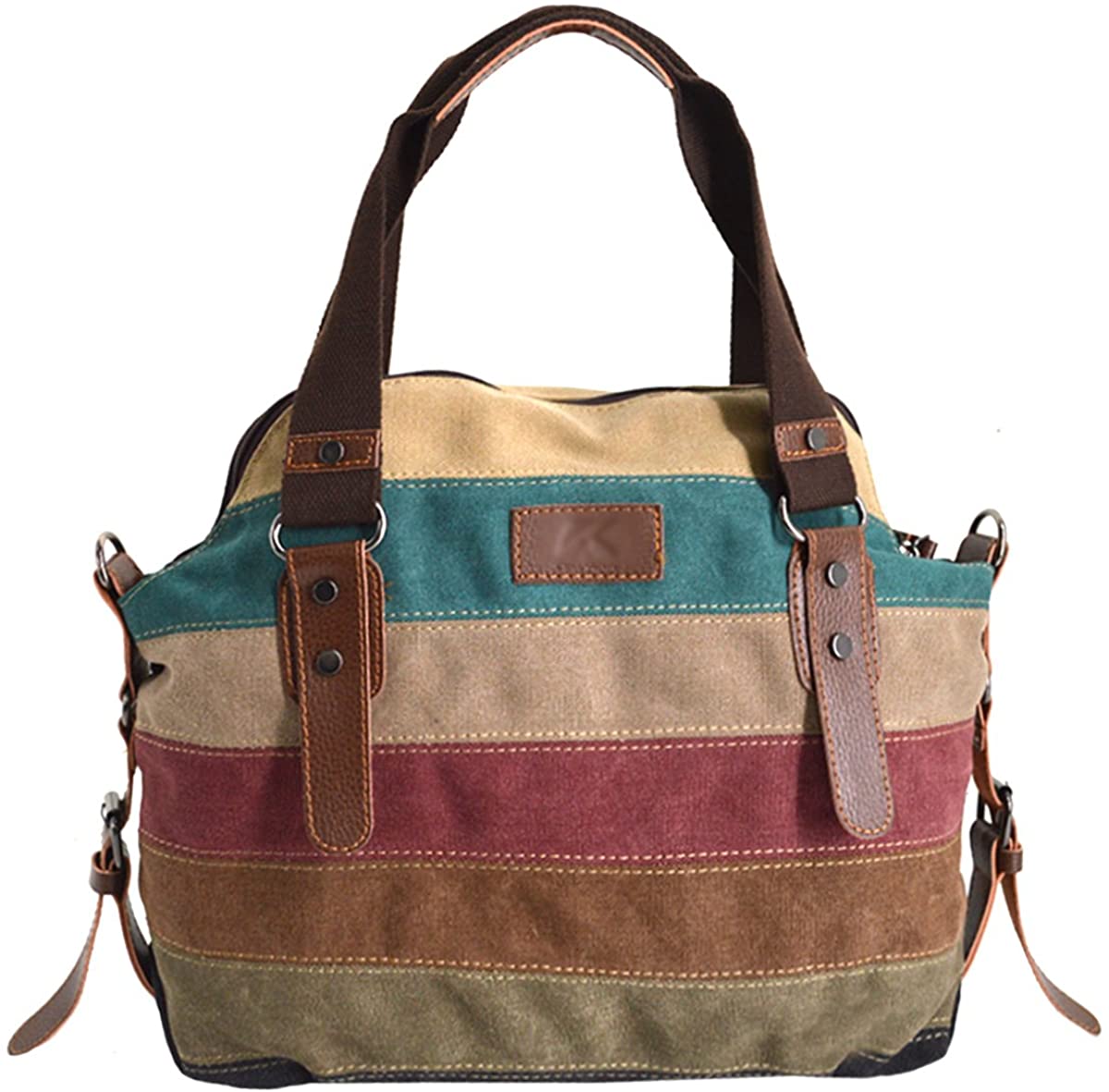Price:$21.99    Aisa Women's Fashion Multi-Color Canvas Tote Hobo Shopper Handbag Shoulder Bag  Clothing
