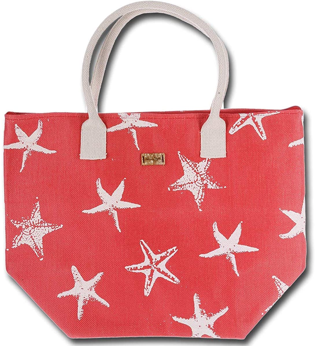 Price:$24.00    Panama Jack Starfish Print Beach Tote Bag (Coral)  Clothing