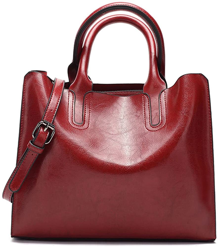 Price:$17.99    FiveloveTwo Womens Ladies Vintage Solid Color Handbags and Purses PU Leather Top-handle Satchel Hobo Crossbody Totes Shoulder Bags Burgundy  Clothing