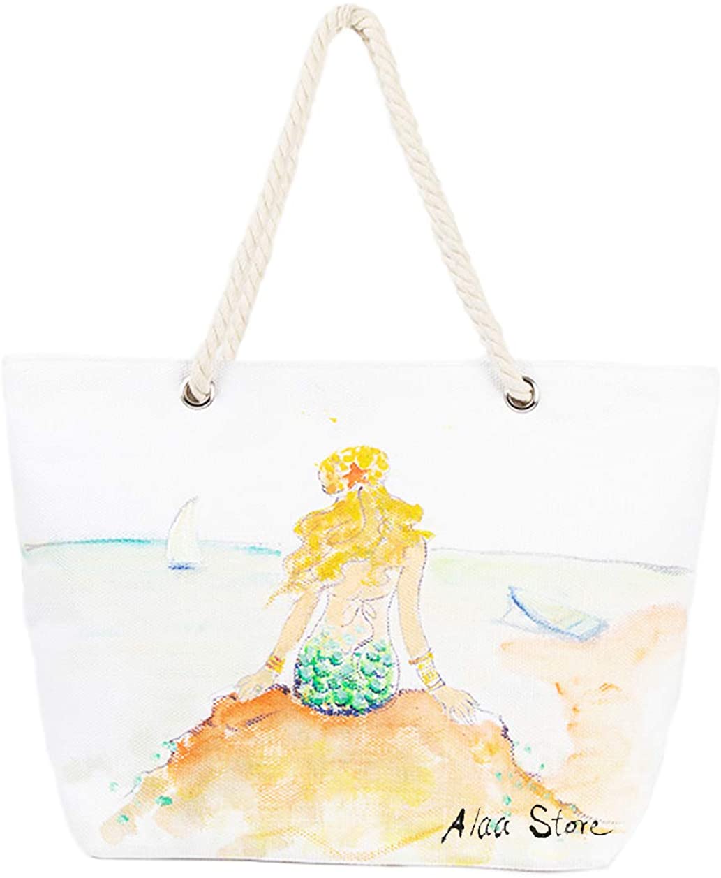 Price:$36.99    alaa Store Tote Beach Bag Large from Papyrus with Zipper, Rope Handles (Style 1)  Clothing