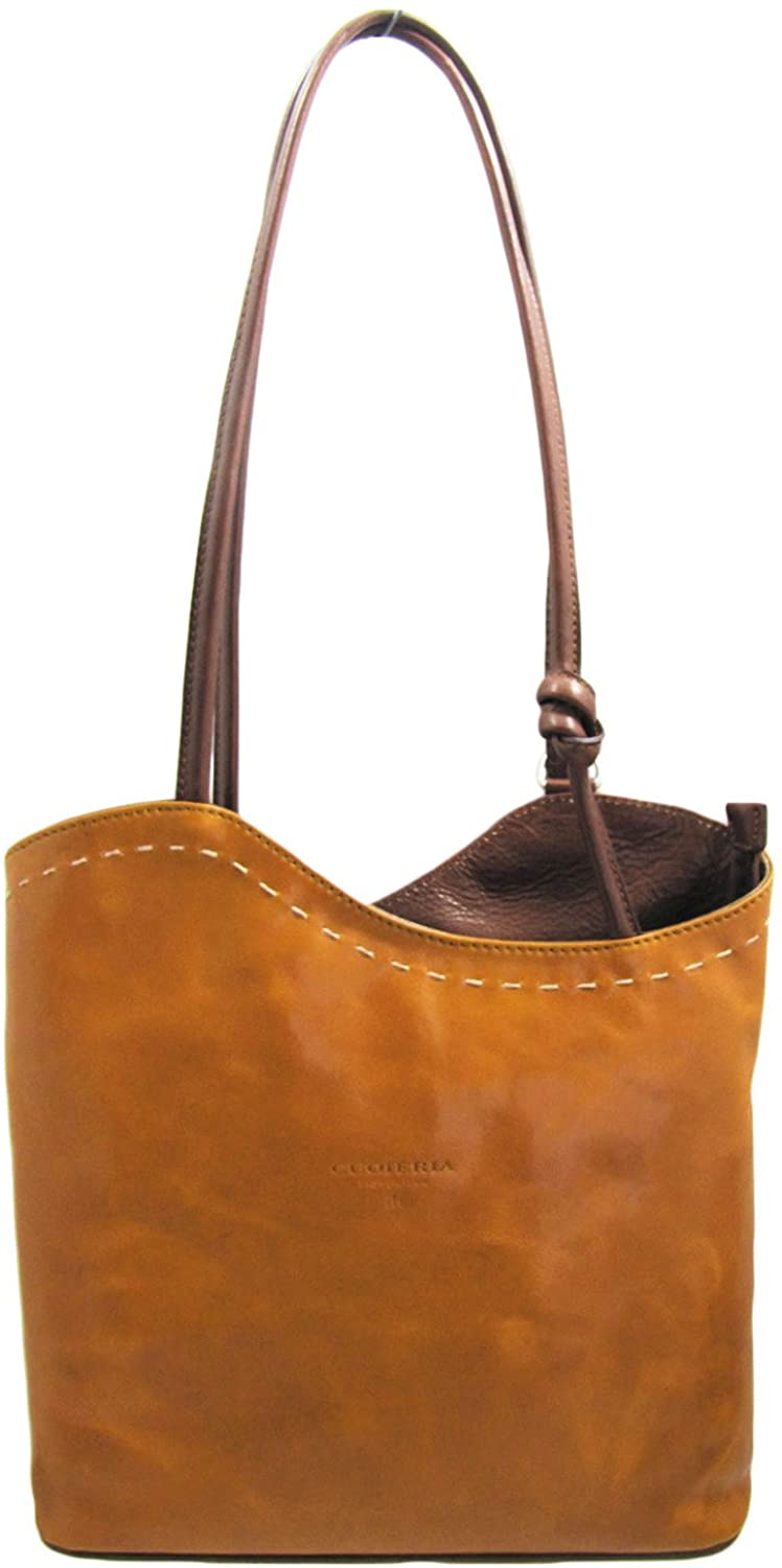 Price:$124.00    Cuoieria Fiorentina Italian Leather Convertible Shoulder Backpack Handbag (Yellow)  Clothing