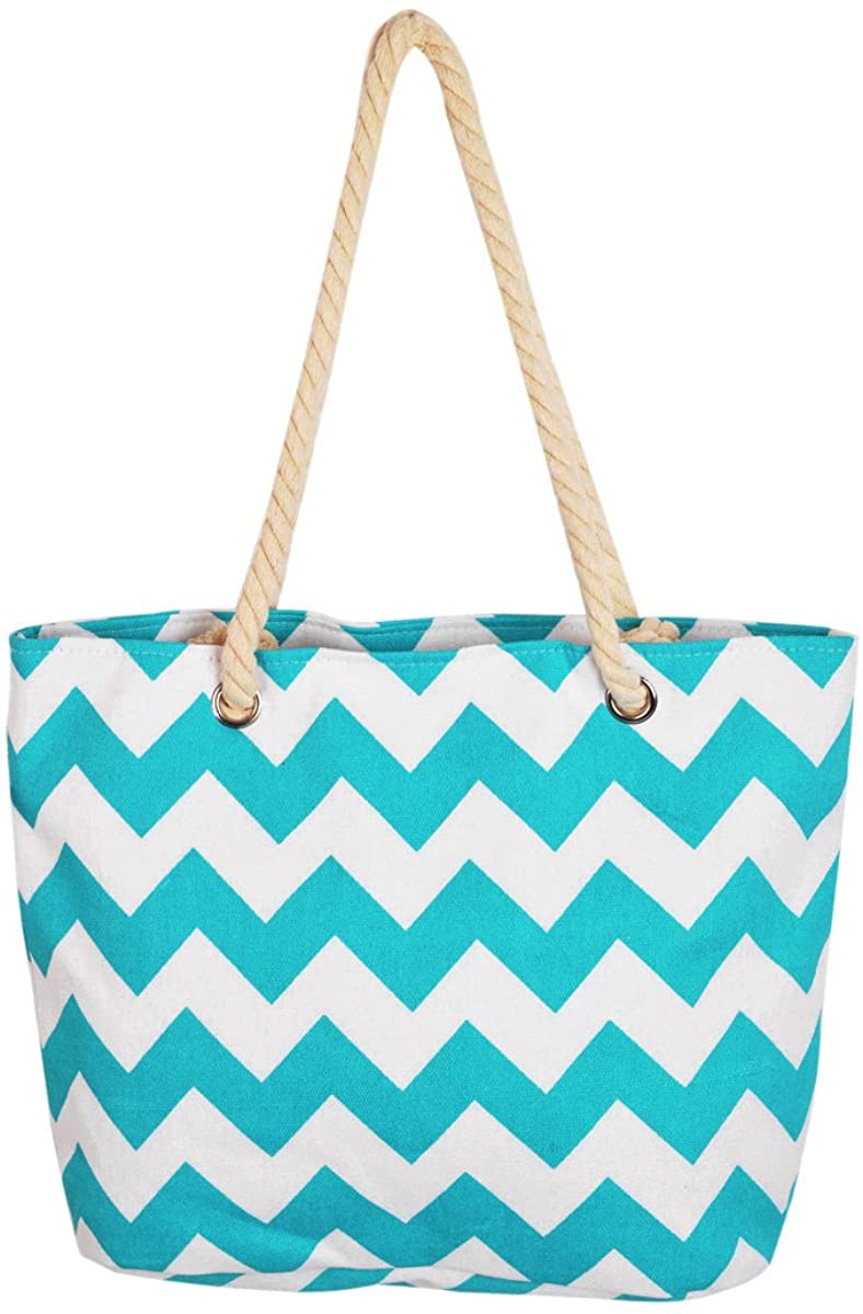 Price:$10.99    Premium Large Chevron Zig Zag Canvas Tote Shoulder Bag Handbag, Teal  Clothing