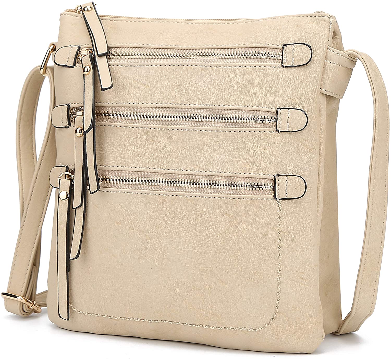 Price:$24.99 MKF Crossbody Bag for Women Luxury Purses and Handbags PU Leather Adjustable Shoulder Strap Crossover Messenger Beige  Handbags   
