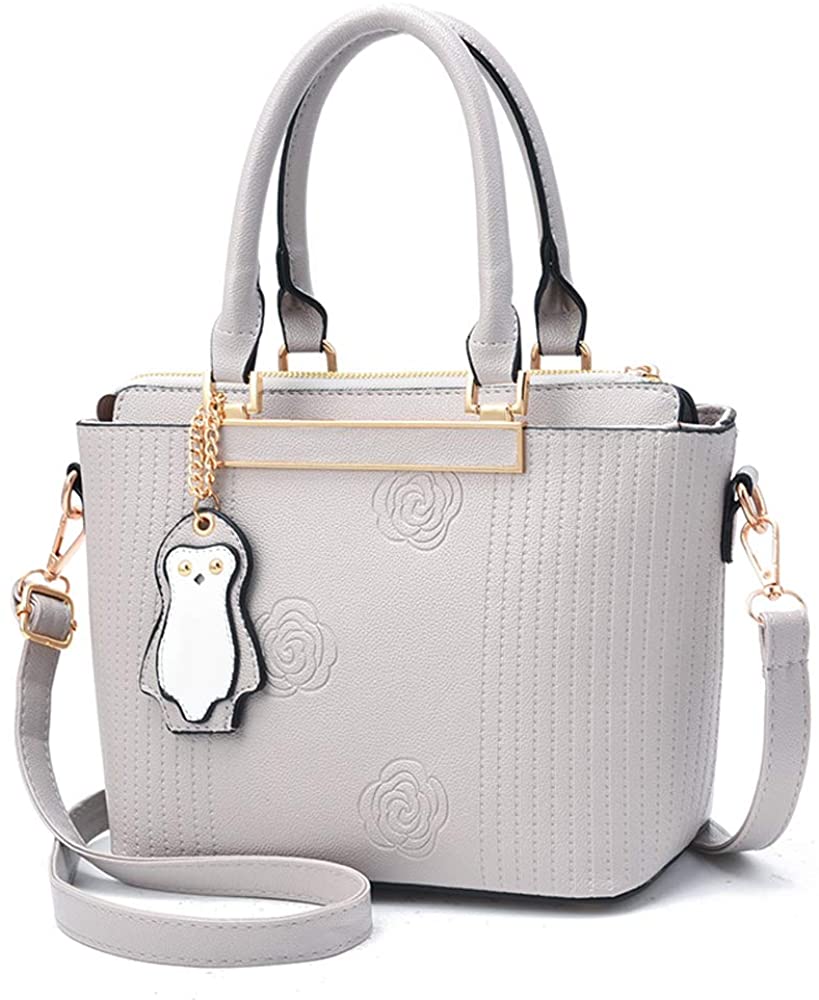 Price:$29.99 Nevenka Women Handbags Messenger Crossbody Shoulder Bag PU Leather Pocketbooks (YH861-1-87-Gray)  Handbags   