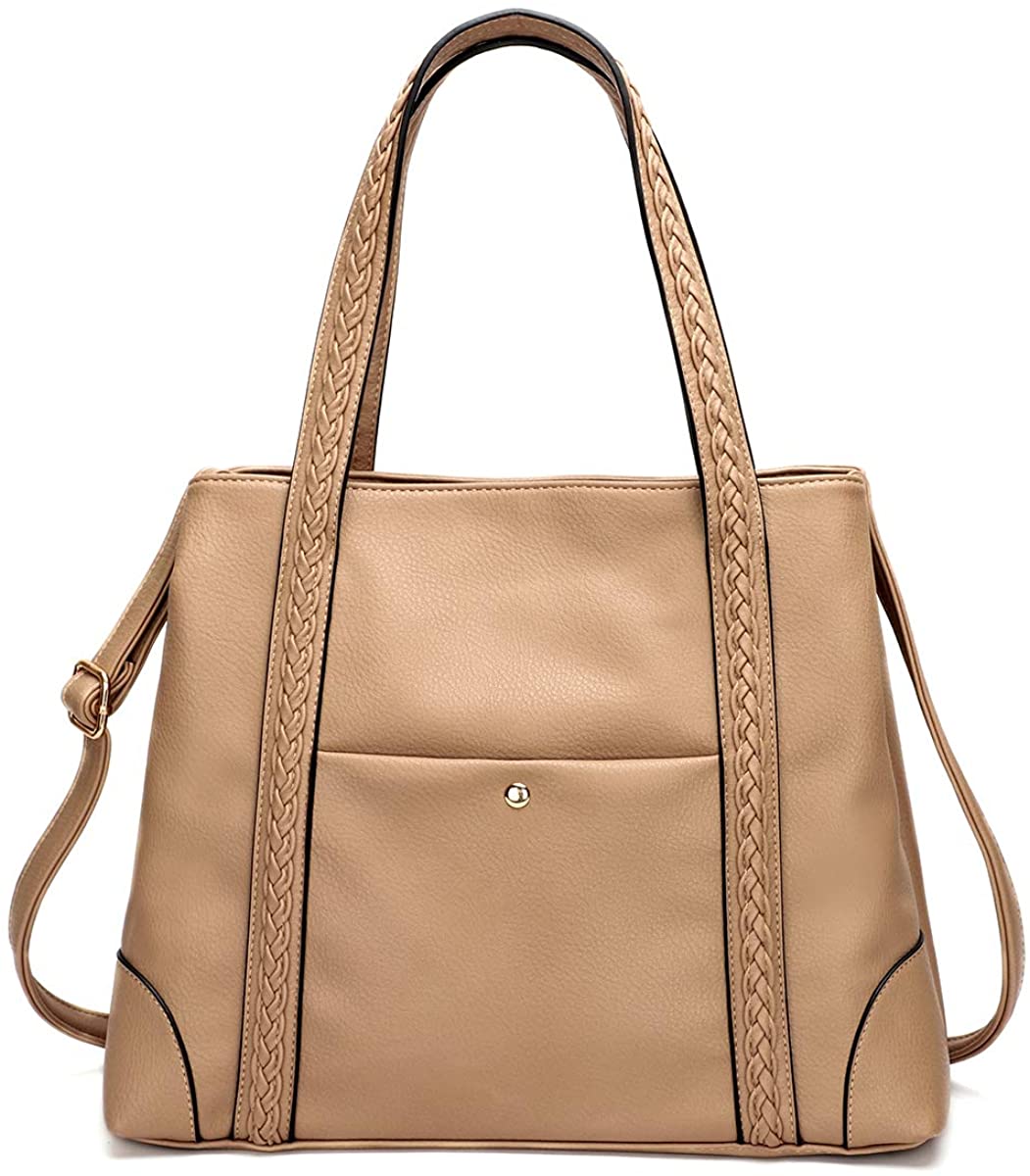Price:$36.99    KL928 Women Designer Handbag and Purse PU Leather Weave Top Handle Satchel Shoulder Tote Bags (Apricot Brown)  Clothing