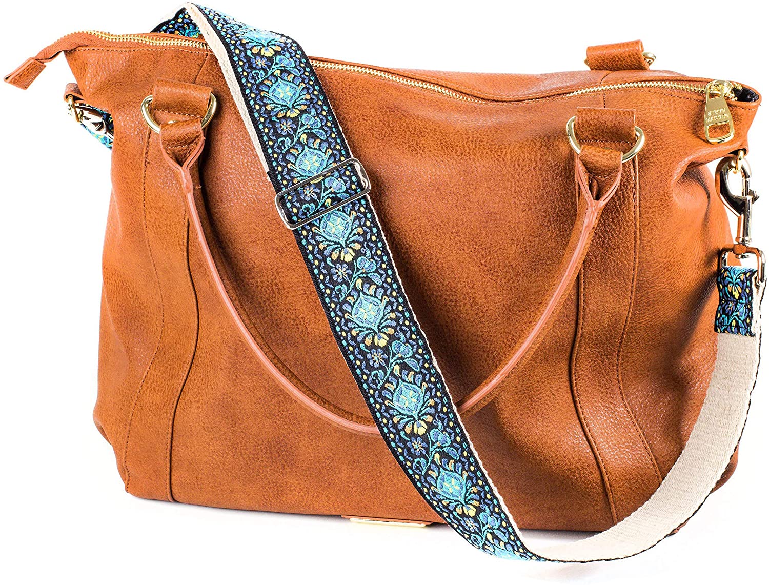 Price:$23.90 Blue Vintage Handbag Strap & Purse Strap Replacement - Jacquard Woven Embroidered Guitar Strap Styled Shoulder & Crossbody Strap - Adjustable Bag Strap For Tote And Messenger Bags – Gold Hardware  Handbags   