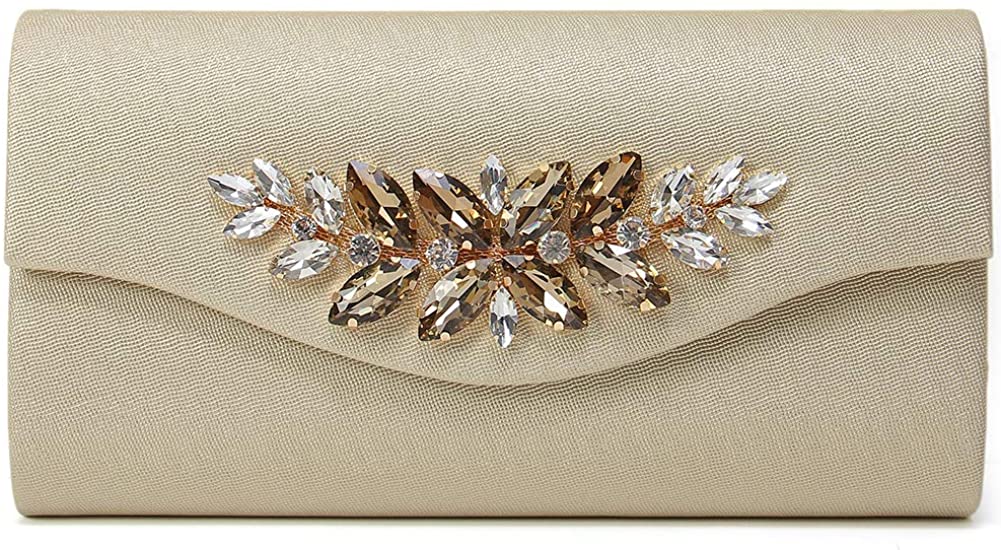 Price:$15.00 Melody Women's Evening Handbags, Suede Envelope Evening Purses Crossbody Shoulder Clutch Bag for Party Wedding (GOLDEN)  Handbags   
