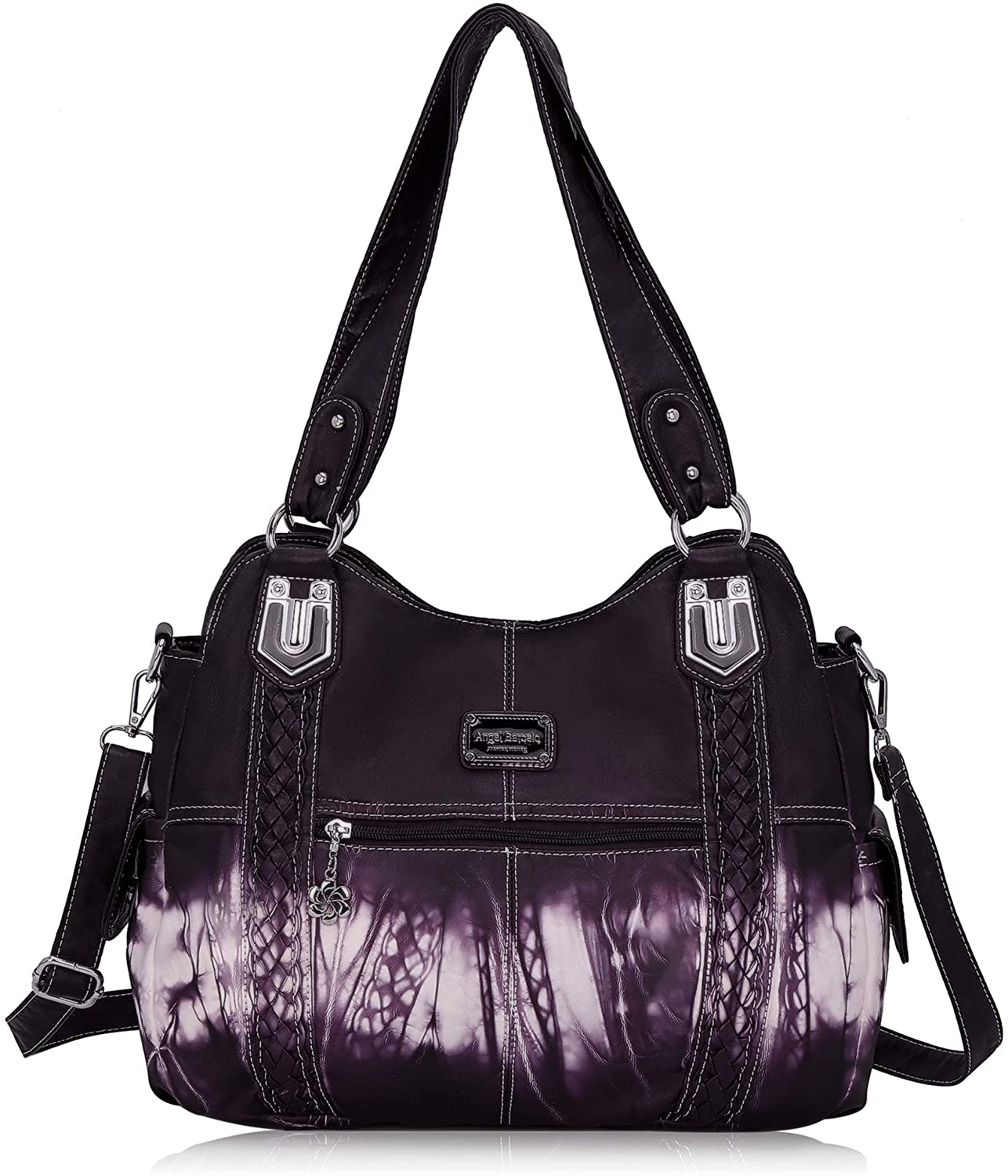Price:$35.99    Angel Barcelo Roomy Fashion Hobo Womens Handbags Ladies Purse Satchel Shoulder Bags Tote Washed Leather Bag Purple  Clothing