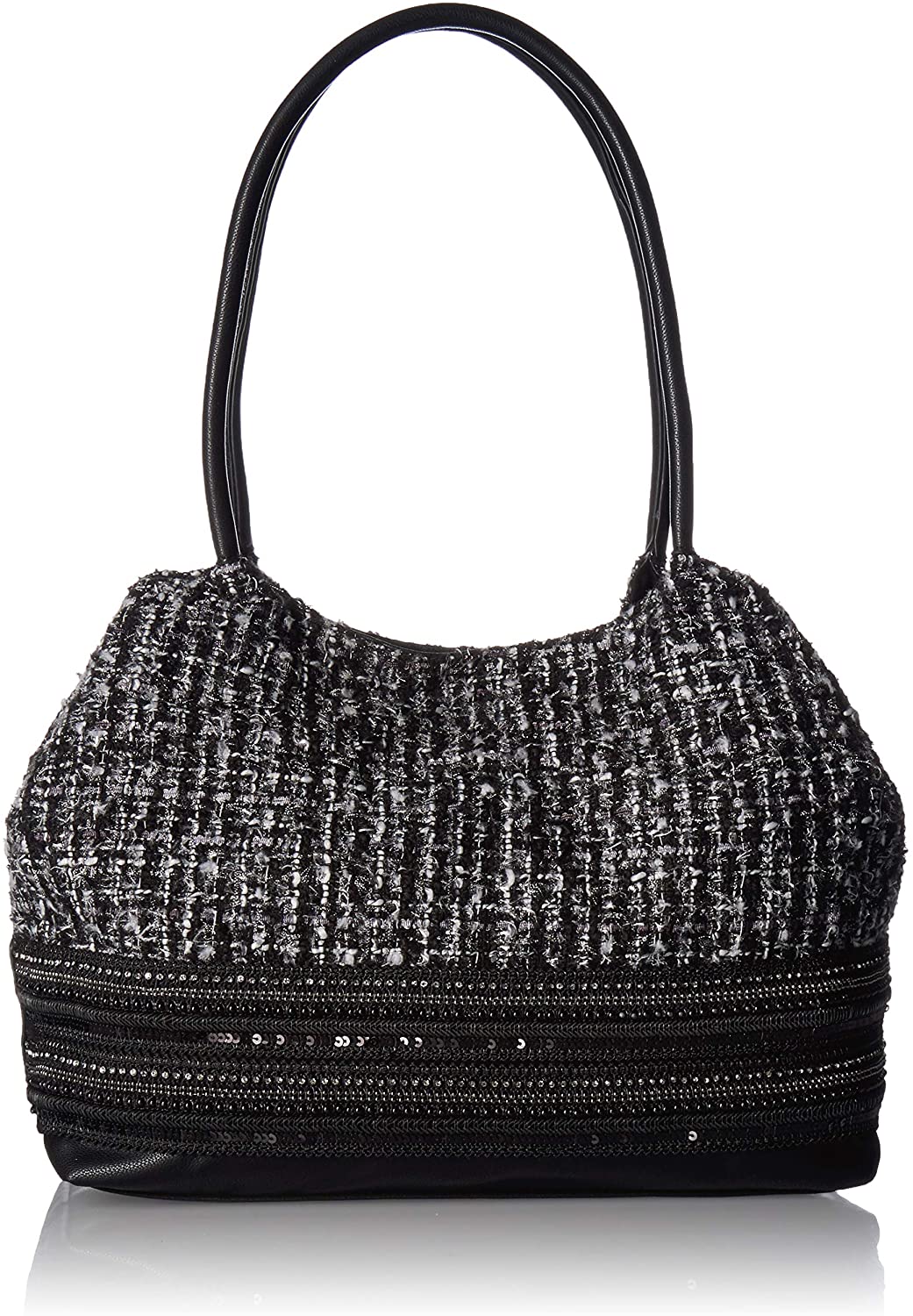 Price:$61.09 LaTique Dina Tweed Shoulder Bag, Black  Handbags   