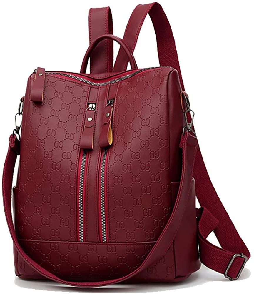 Price:$0.00    Alipher Fashion Women Backpack Purse Soft Leather Travel Backpack Lady Shoulder Backpack Large Capacity Shoulder Bag (Winered)  Clothing