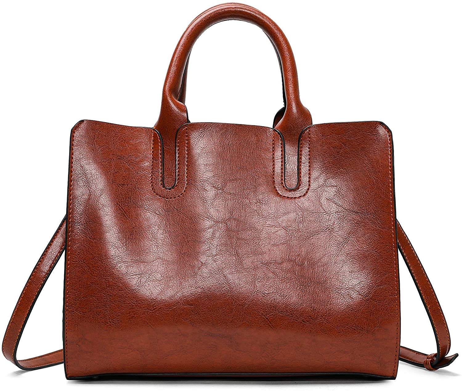 Price:$31.99 Fashion PU Leather Bag Women Girls Ladies Handbag Purse Waterproof Anti-Theft Large Capacity Shoulder Travel Daypack(Brown)  Handbags   