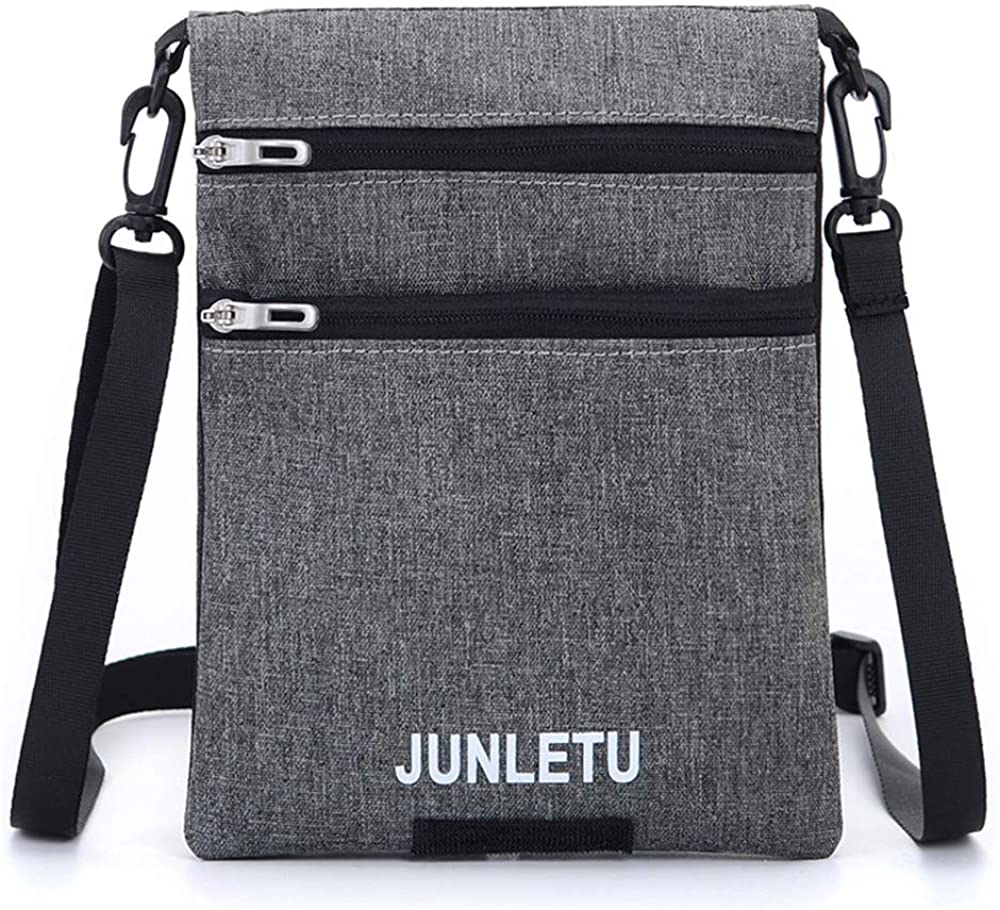 Price:$11.80 Zocita Double-sided Crossbody Shoulder Bags Roomy Pockets Cellphone Purse Wallet for Men and Women(Gray)  Handbags   