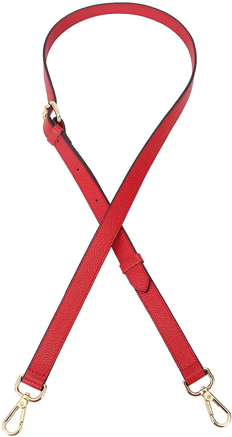 Price:$15.99 LIVE UP Red Full Grain Leather Adjustable Replacement Cross Body Purse Shoulder Strap Handbag Bag Wallet, 2/3” Width, Adjustable Length 43”-51”, Brass Tone (Gold Tone) Hardware Buckles  Handbags   