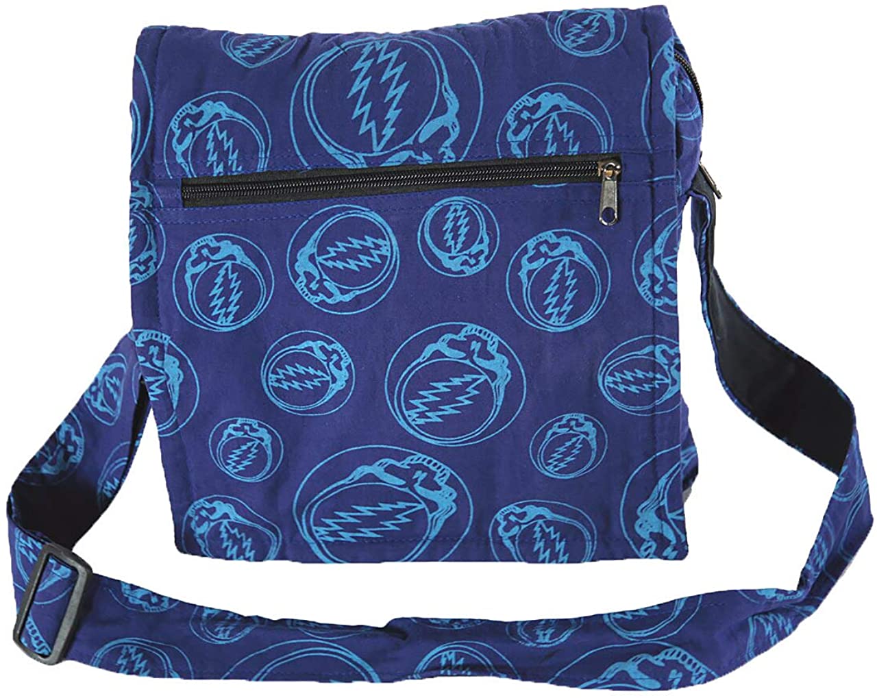 Price:$39.99 Jayli Cotton Square Shoulder Bag with Printed Bear, Bolt, SYF | Grateful Dead | GD-B117-SYF  Handbags   