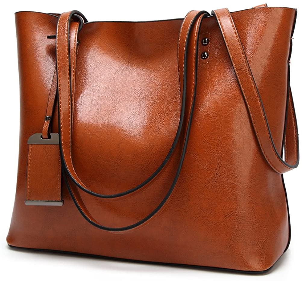 Price:$24.99    Women Tote Purse For Work Soft Leather Top Handle Satchel Handbags Shoulder Bag Brown  Clothing
