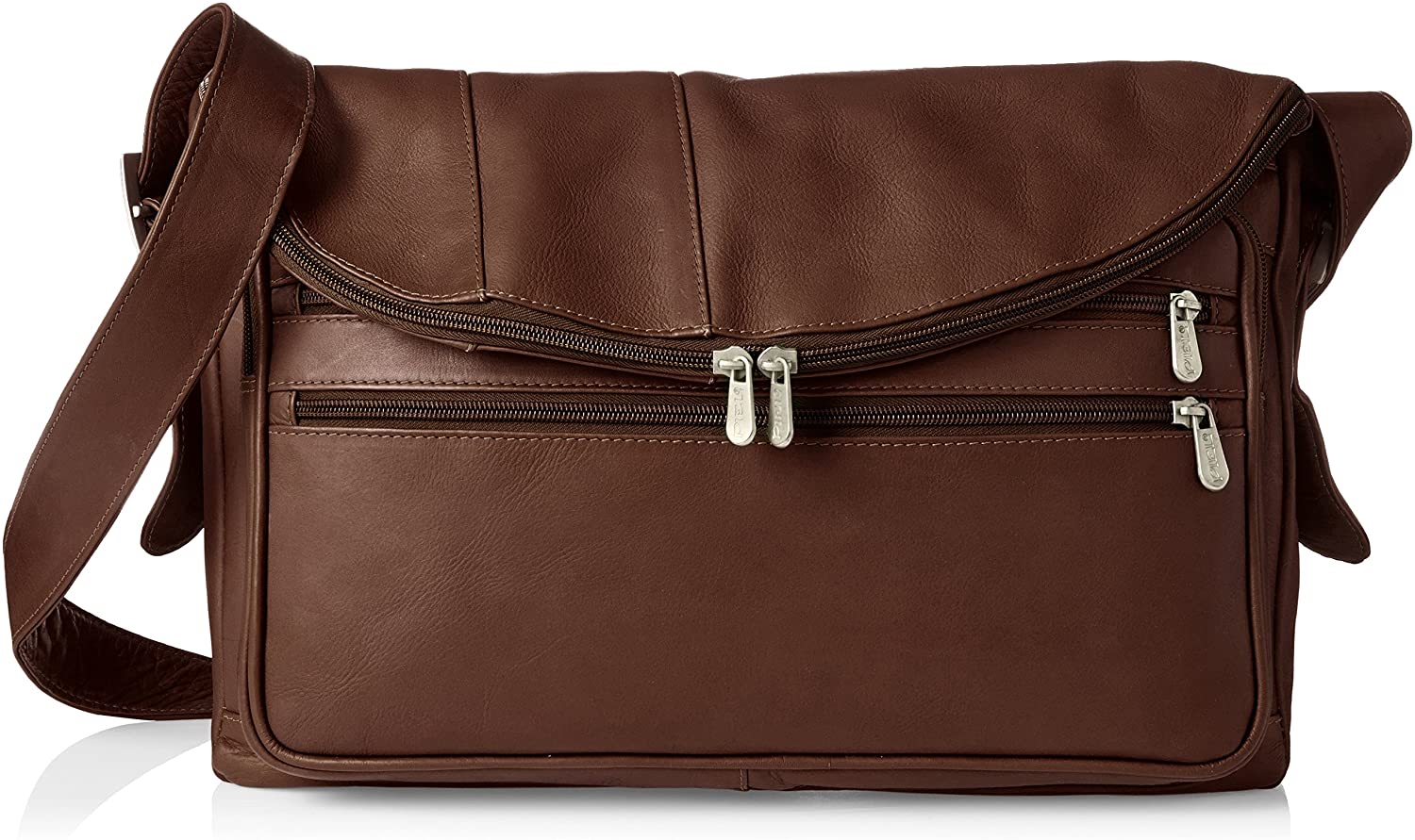 Price:$65.05    Piel Leather Cross Body Tote, Chocolate, One Size  Piel Leather  Clothing