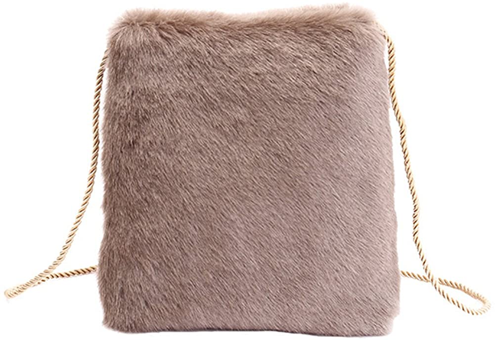 Price:$18.99    QZUnique Women's Spring Soft Faux Fur Shoulder Bag Plush Cossbody Tote Handbag  Clothing