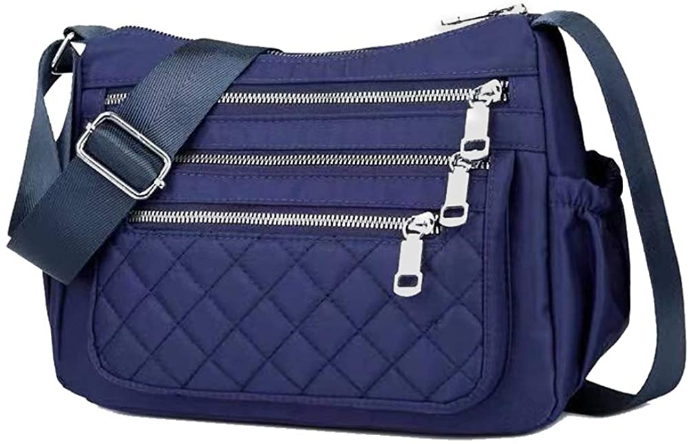 Price:$14.99 Nylon Women Shoulder Crossbody bags, SHINON Multi Pocket Anti Splash Water Lightweight Oxford Messenger Bags Travel Purse. (Blue)  Handbags   
