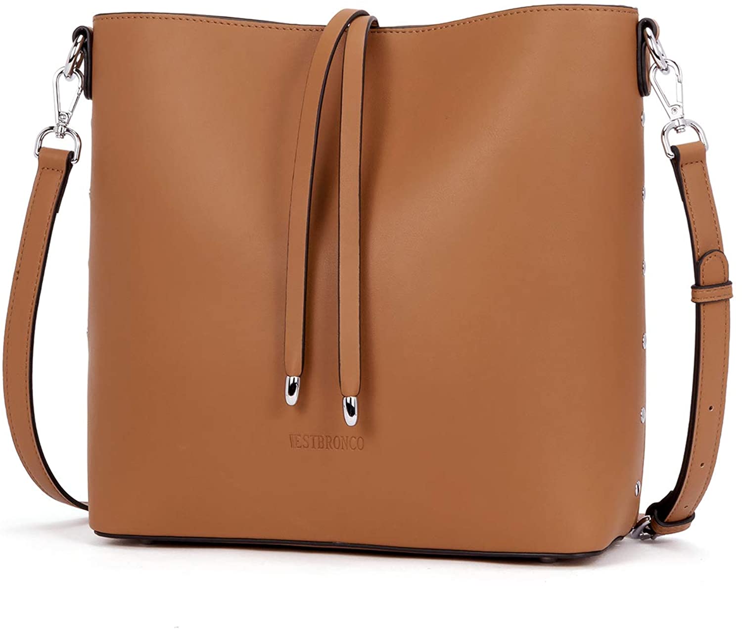 Price:$39.99    WESTBRONCO Women Leather Handbags Designer Shoulder Tote Purse Casual Hobo Crossbody Bucket Bags (5-Brown)  Clothing