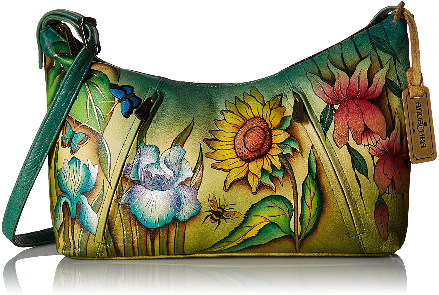 Price:$147.99    Anuschka Medium Zippered Hobo Fdms, Floral Dreams  Clothing