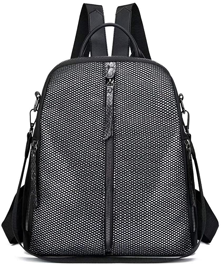 Price:$15.13    RUYEE Backpack Purse for Women Waterproof Nylon Shining Rucksack Lightweight Shoulder Bag Grey Handbag  Clothing