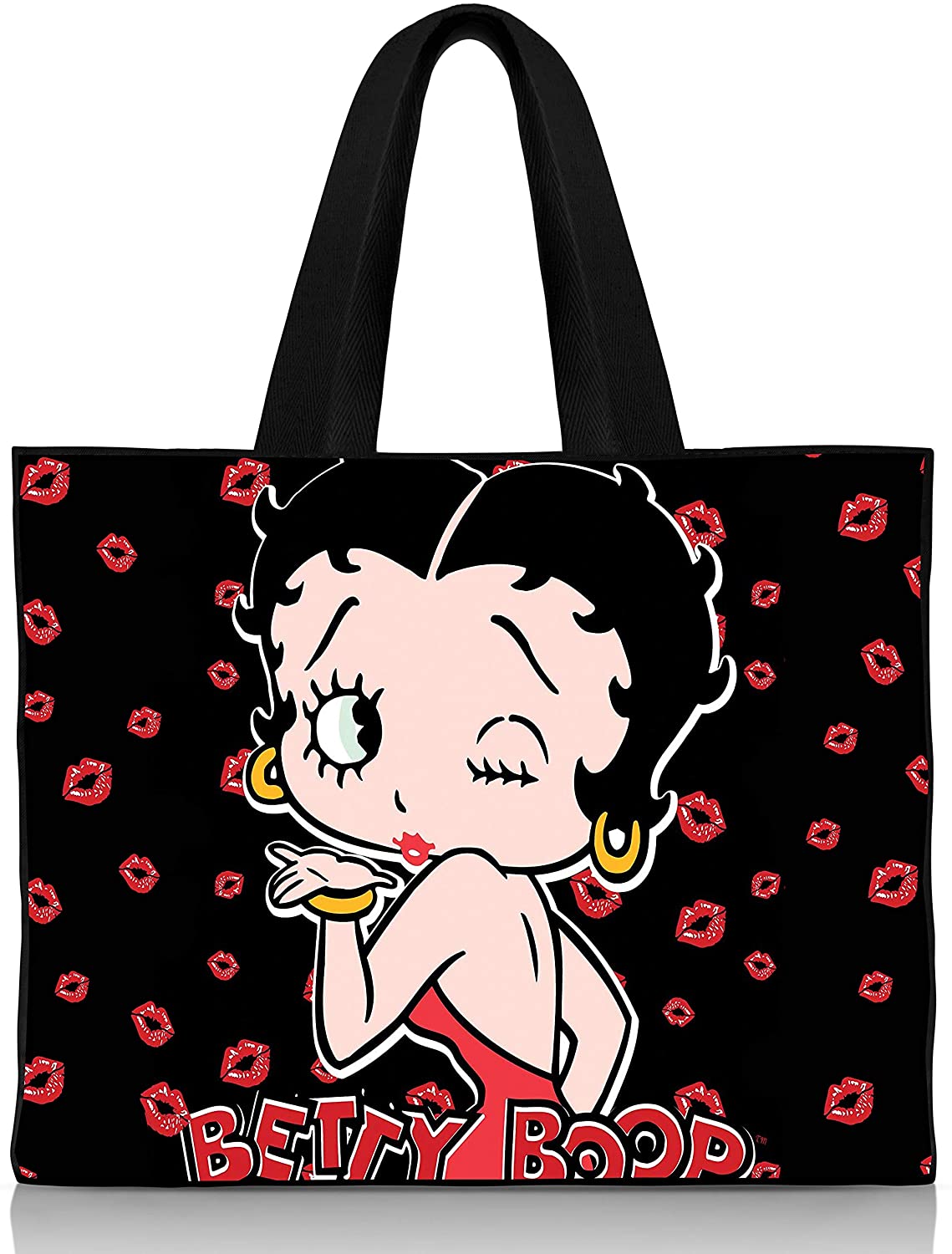 Price:$23.56    Betty Boop kiss Shoulder Handbags Canvas Tote Bag - 15.5 x 12.5 x 3.5 Inches  Clothing