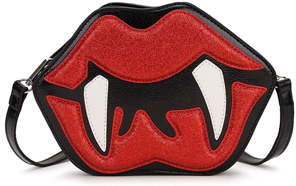 Price:$19.99 ENJOININ Sequined Red Devil Tooth Design Fashion Women Shoulder Bag Purses and Handbags Girl's Clutch Bag Crossbody Mini Bag  Handbags   