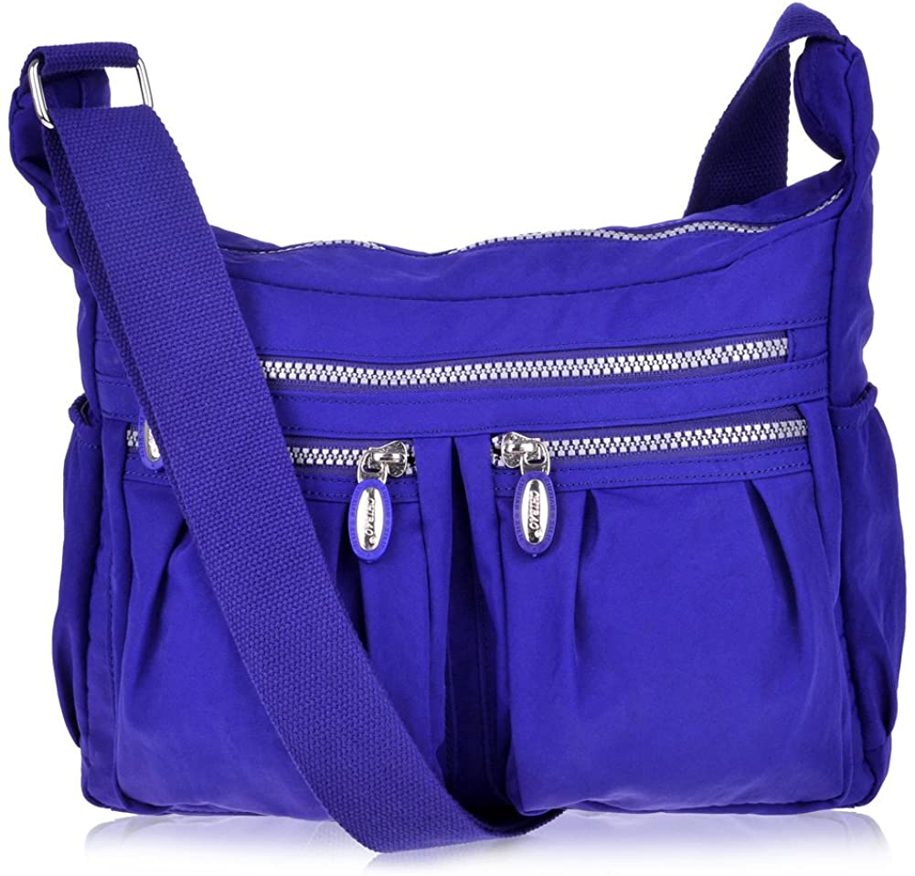 Price:$11.99 Vbiger Women Casual Multi Pockets Waterproof Shoulder Bag (Blue)  Handbags   