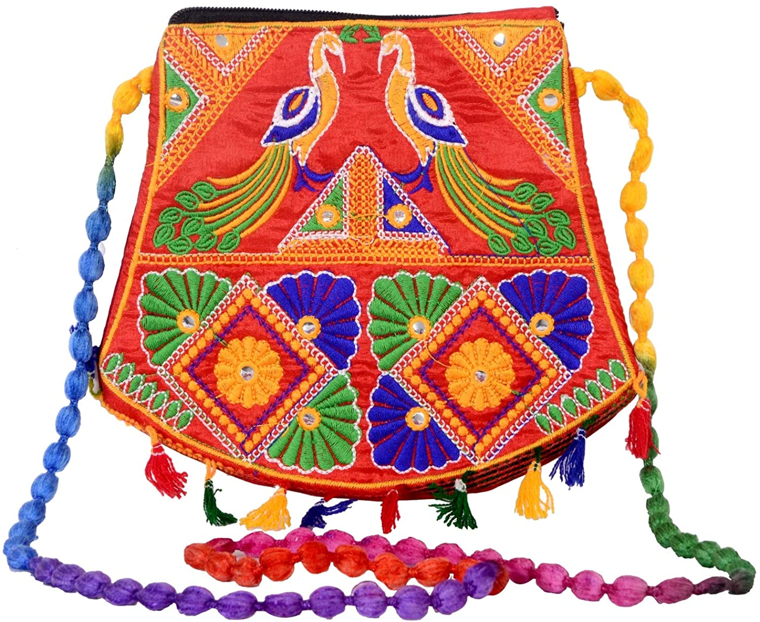 Price:$13.99    Traditional Handbags for Women Girls Sling Bags Rajasthani Sling Shoulder Bags  Clothing