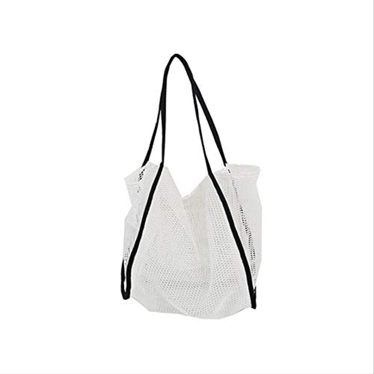 Price:$12.98    Enkrio Mesh Tote Bag for Women, Casual Shoulder Bag Backpack Handbag for Students Teens (White)  Clothing