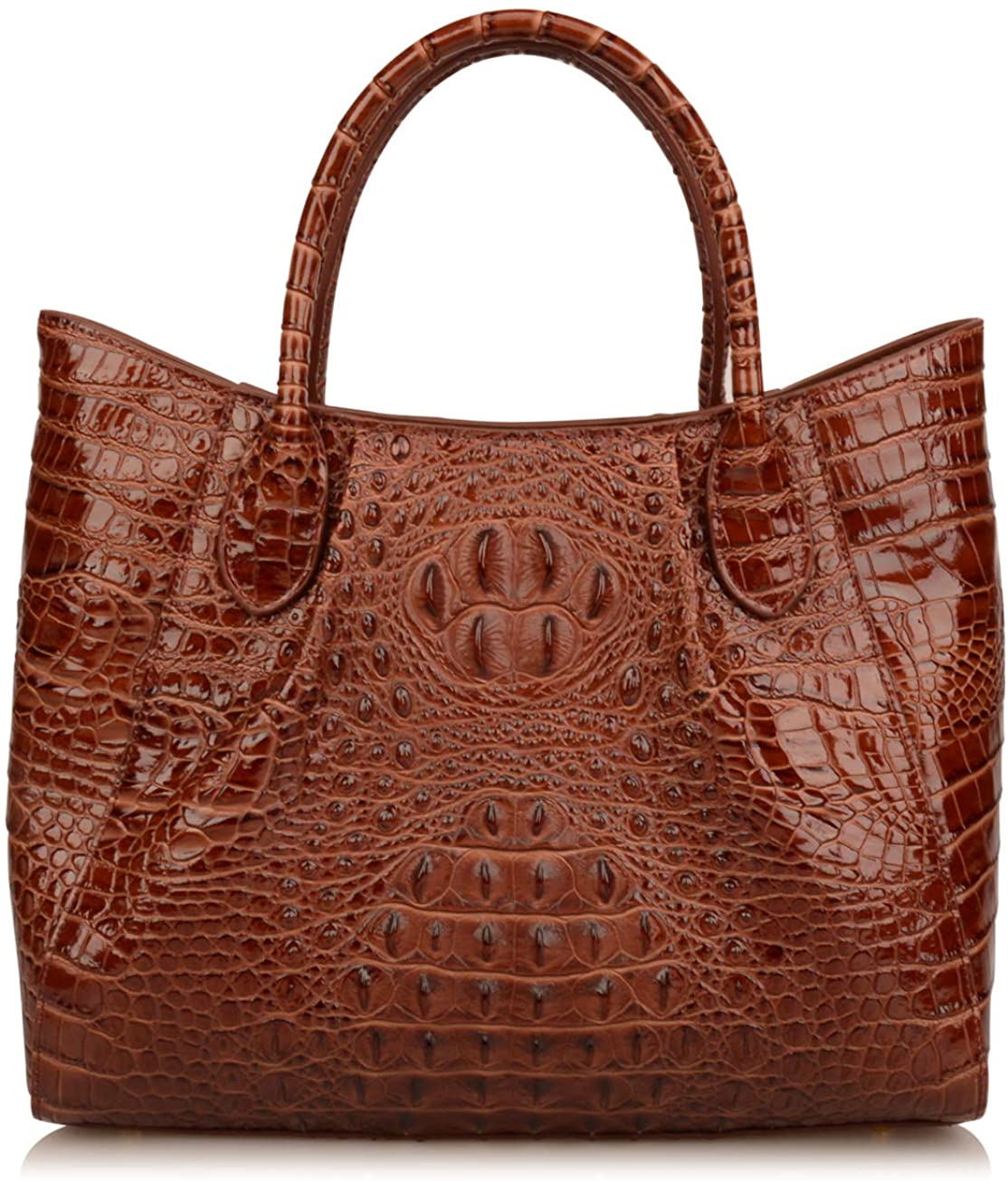 Price:$139.90    Ainifeel Women's Crocodile Embossed Genuine Leather Purse Top Handle Handbags Totes Shoulder Bags Everyday Purses (Brown)  Clothing