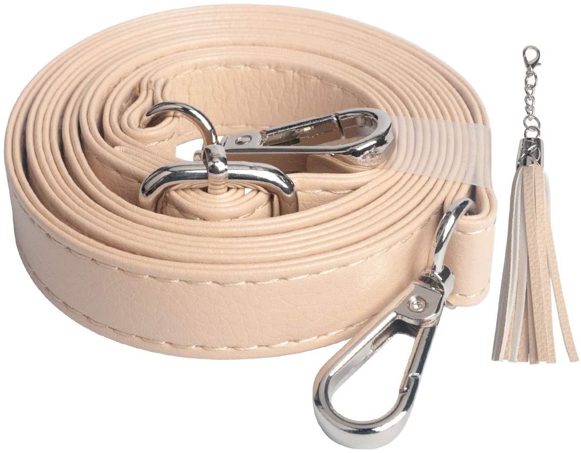 Price:$13.99 Beaulegan Purse Strap Replacement - Full Grain Microfiber Leather - 59 Inch Long Adjustable for Crossbody Shoulder Bag - 0.7 Inch Wide, Beige/Silver  Handbags   