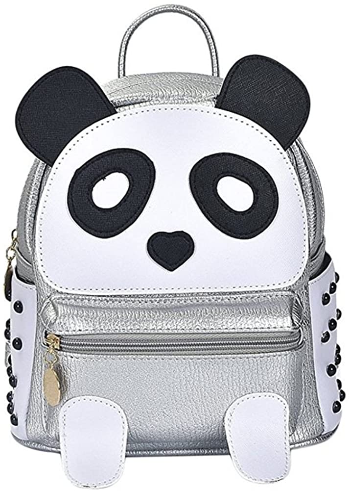 Price:$19.99    Fayland Women Teens Girls Panda Book Bag Rivet Backpack Mini Casual Panda Shoulder Bags(Silver)…  Clothing