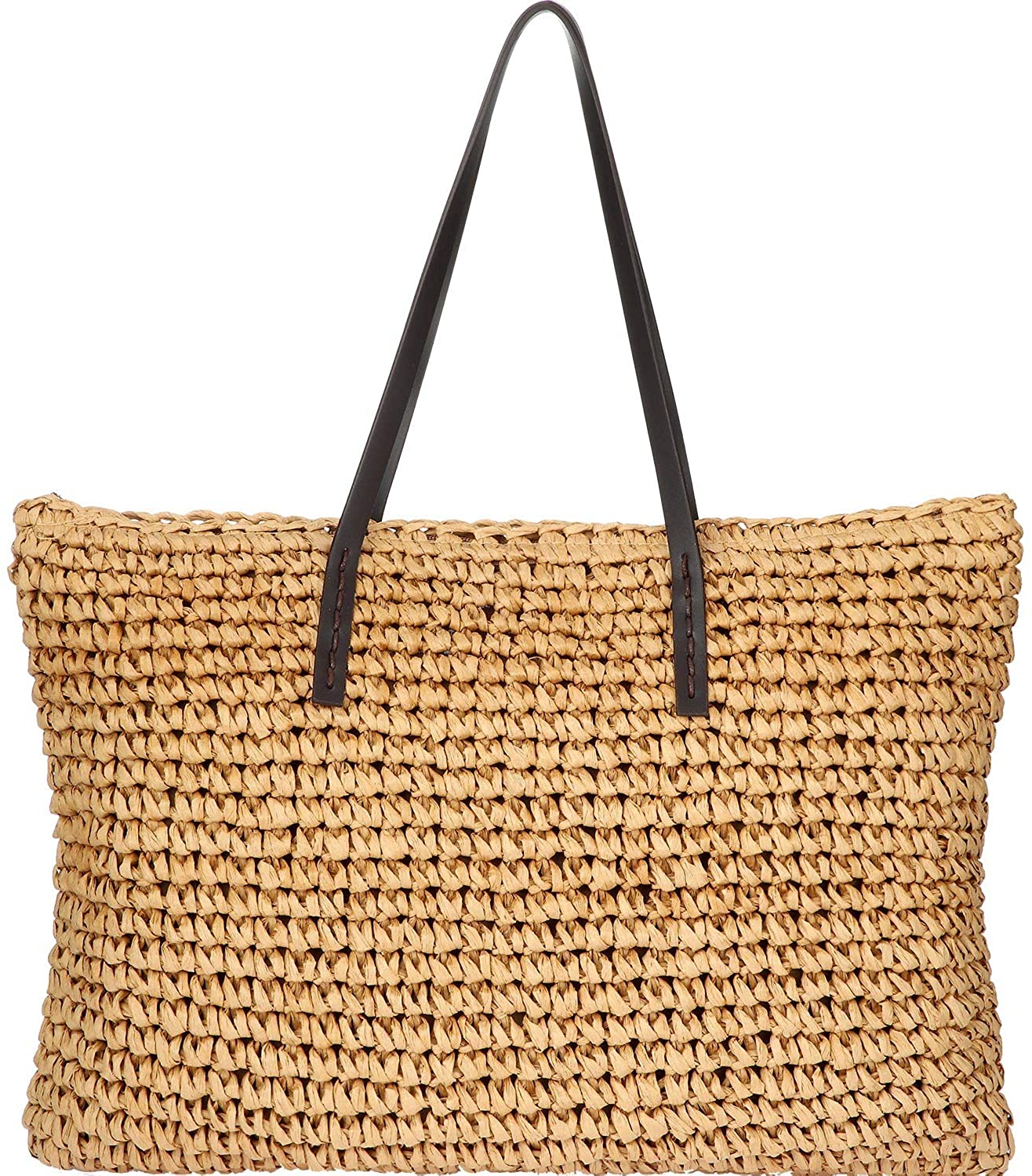 Price:$18.99    Straw Tote Bag Woven Shoulder Bag Women Large Straw Handbag Summer Beach Bag  Clothing