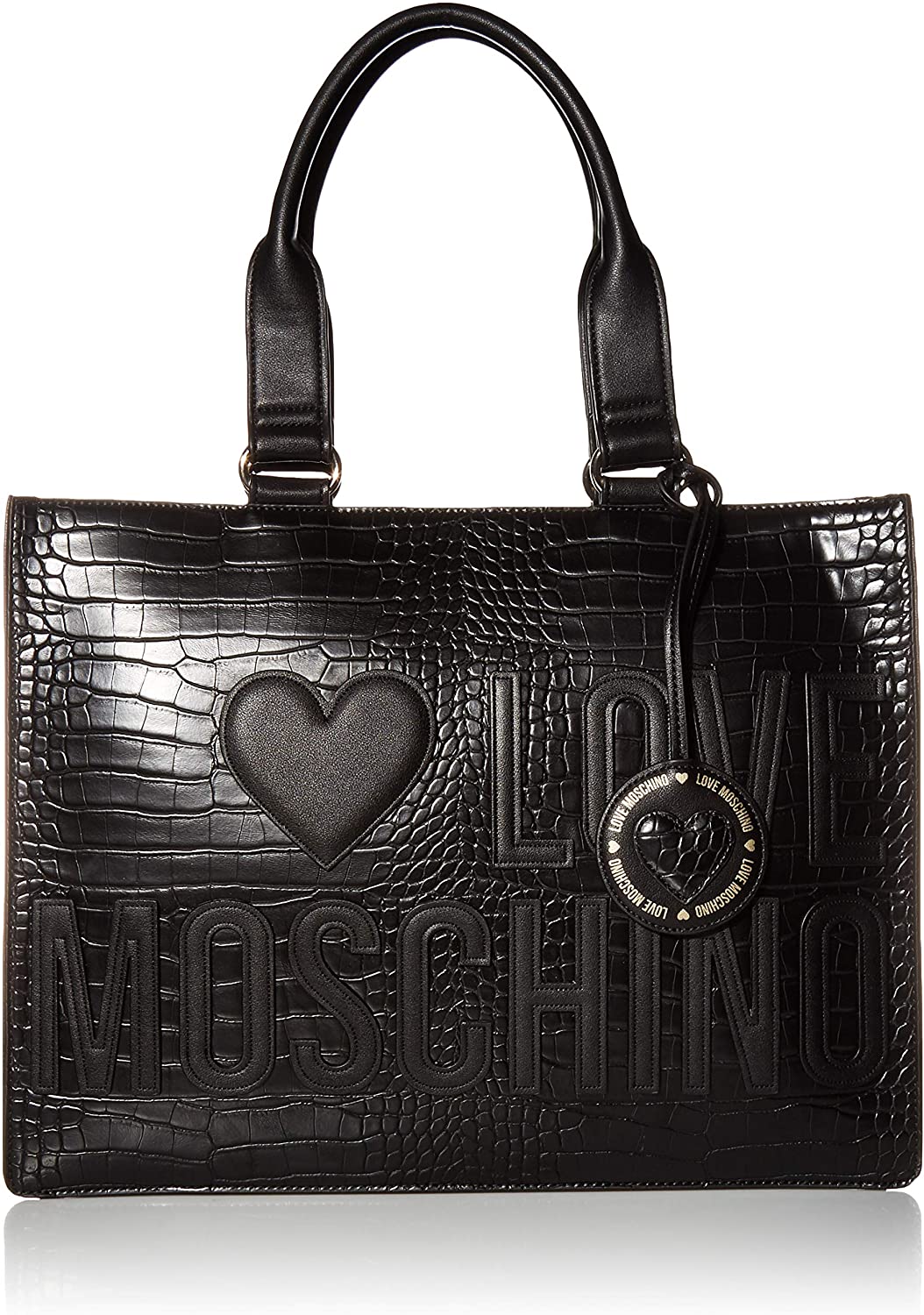 Price:$285.00    Love Moschino BORSA CROCO PU+PU NERO Women’s, Black, Normale  Clothing