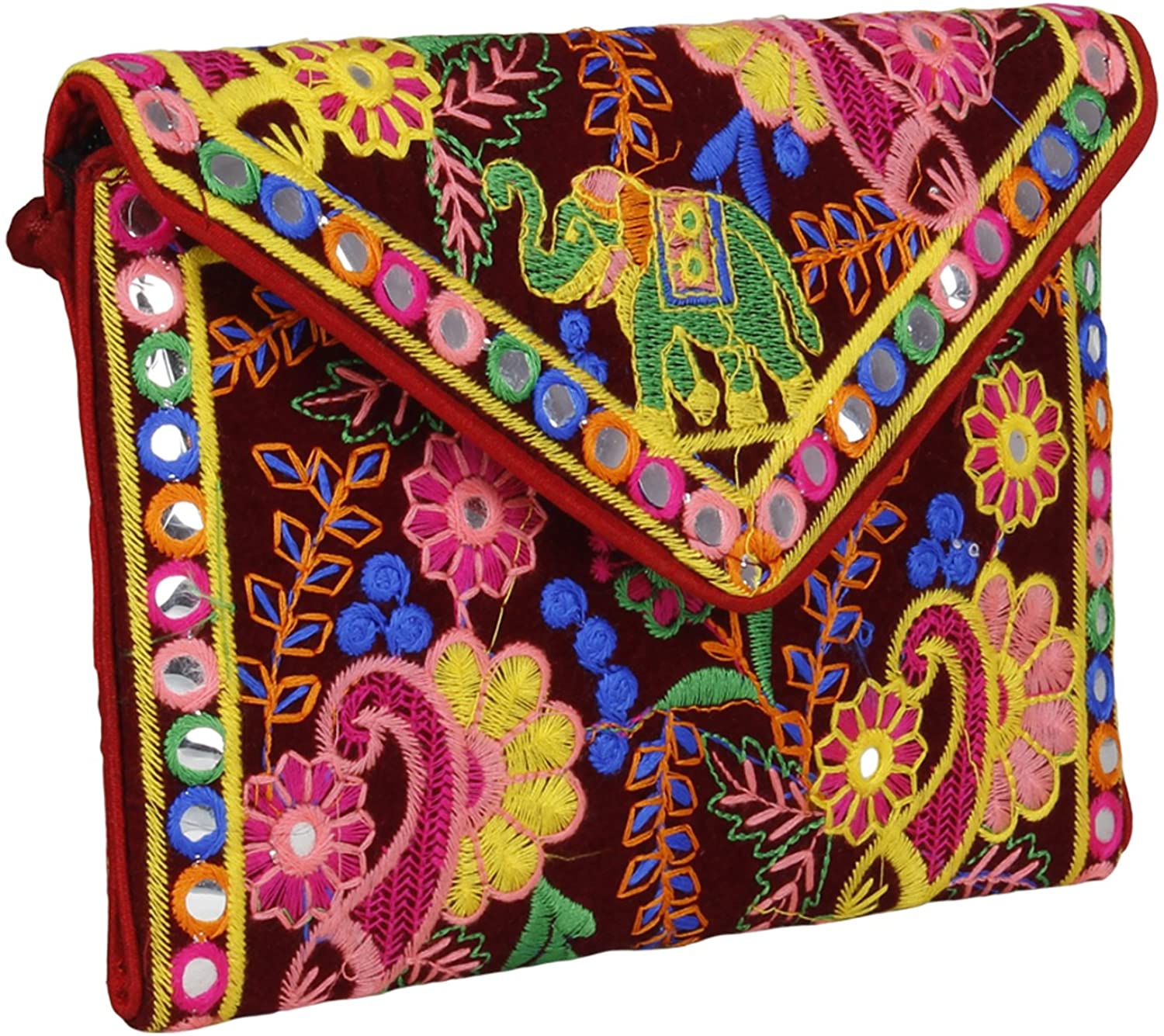 Price:$11.97 Elephant Sling Bag, Foldover Clutch, Hand Bag, Shoulder Bag & Cross Body Bag for Women & Girls (Maroon Color)  Handbags   