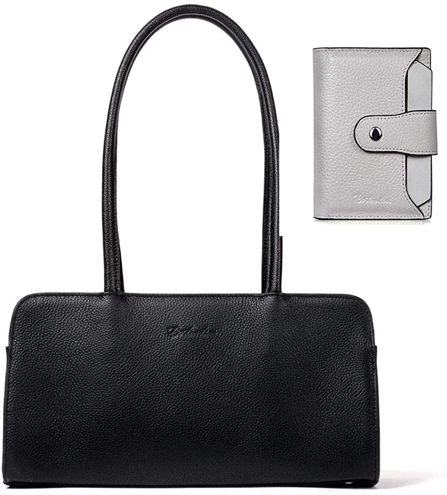 Price:$83.99    BOSTANTEN Women Designer Handbags Genuine Soft Leather Top Handle Purses and Handbags Satchel Shoulder Bag Black+BOSTANTEN Women Leather Wallet RFID Blocking Small Bifold Zipper Pocket Wallet Card Cas  Clothing
