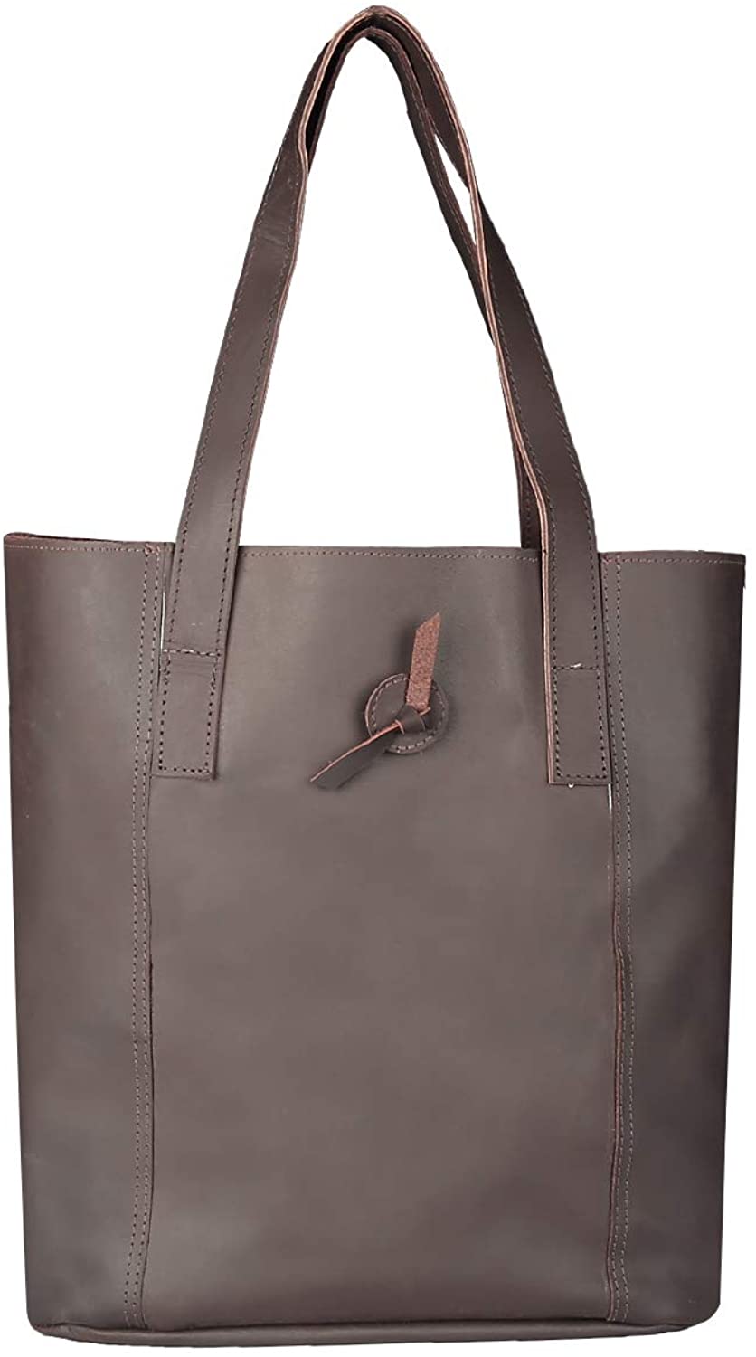 Price:$44.07    Leather Tote Bag - Open Top Shoulder Bag with Large Space - Handbag for Women Dark Brown  Clothing