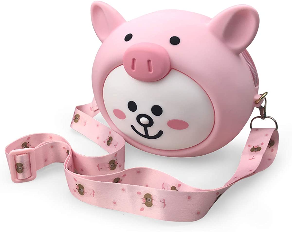 Price:$16.99 Cartoon Shoulder Bag Crossbody Silicone Handbag for kids &Women-Pink  Handbags   