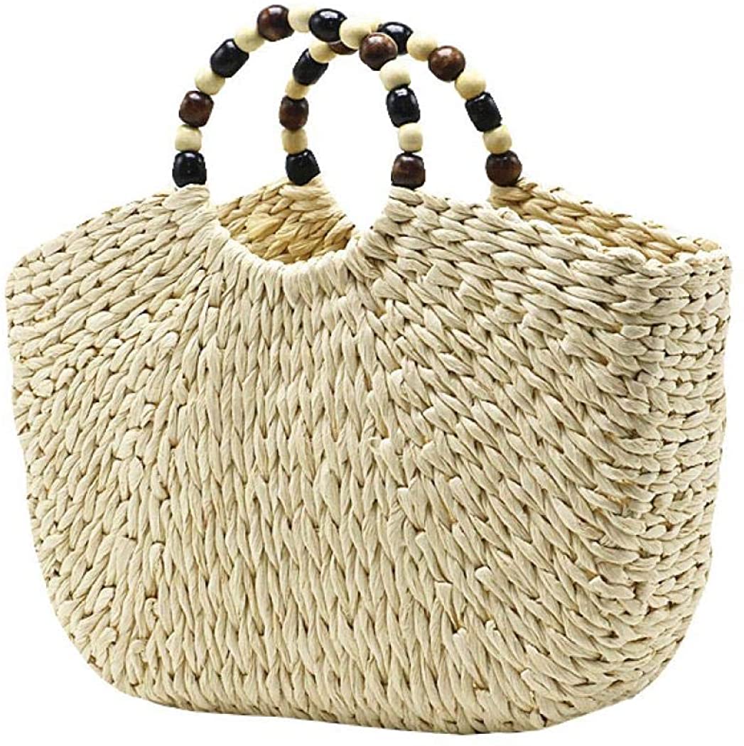 Price:$17.99 Handwoven Rattan Bag for Women Cross Body Bohemian Straw Shoulder Purse Beach Carrying Handbag (Beige)  Handbags   