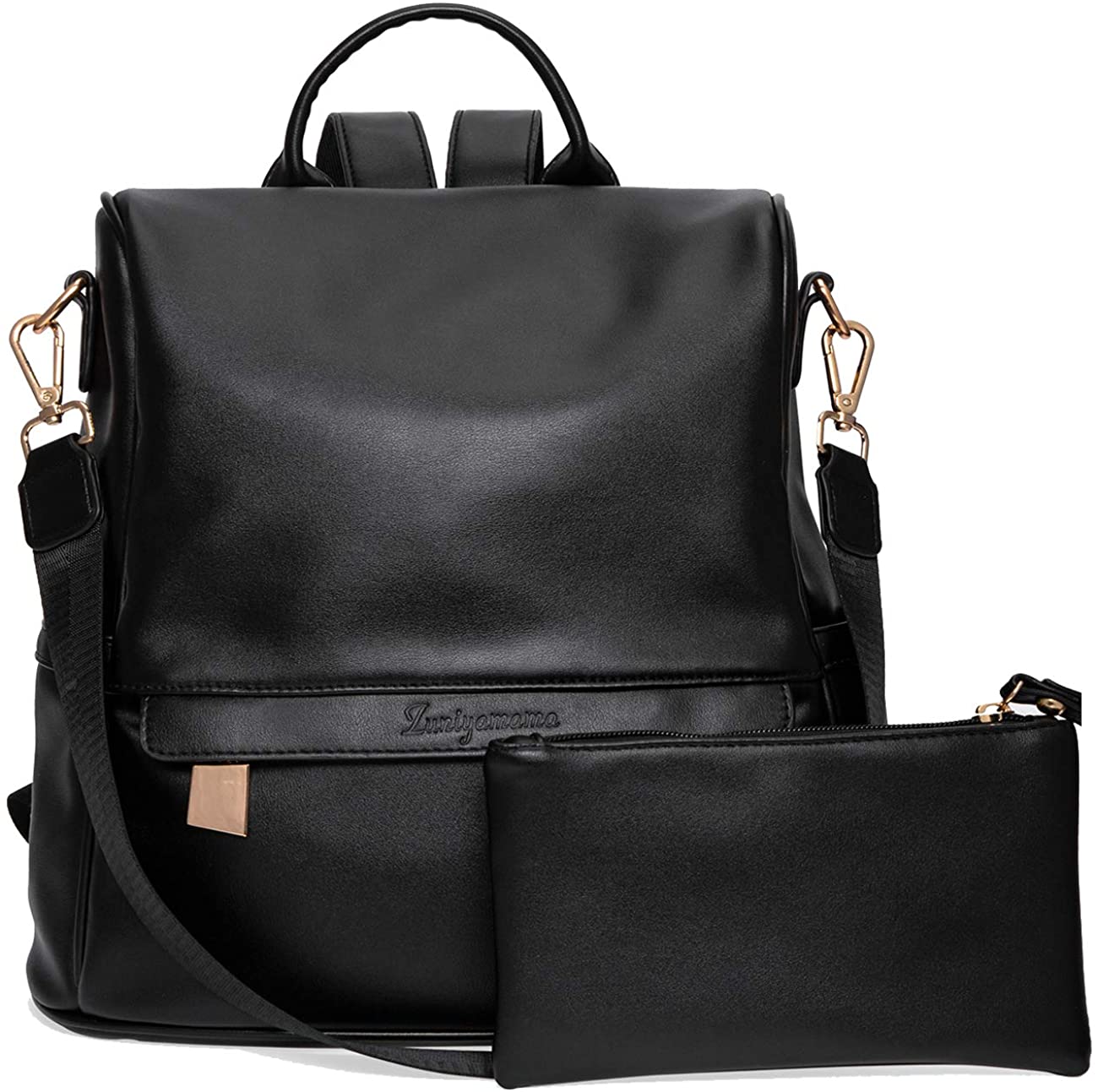 Price:$29.99    Casual Purse Fashion School Leather Backpack Crossbady Shoulder Bag Mini Backpack for Women & Teenage Girls BLACK  Clothing