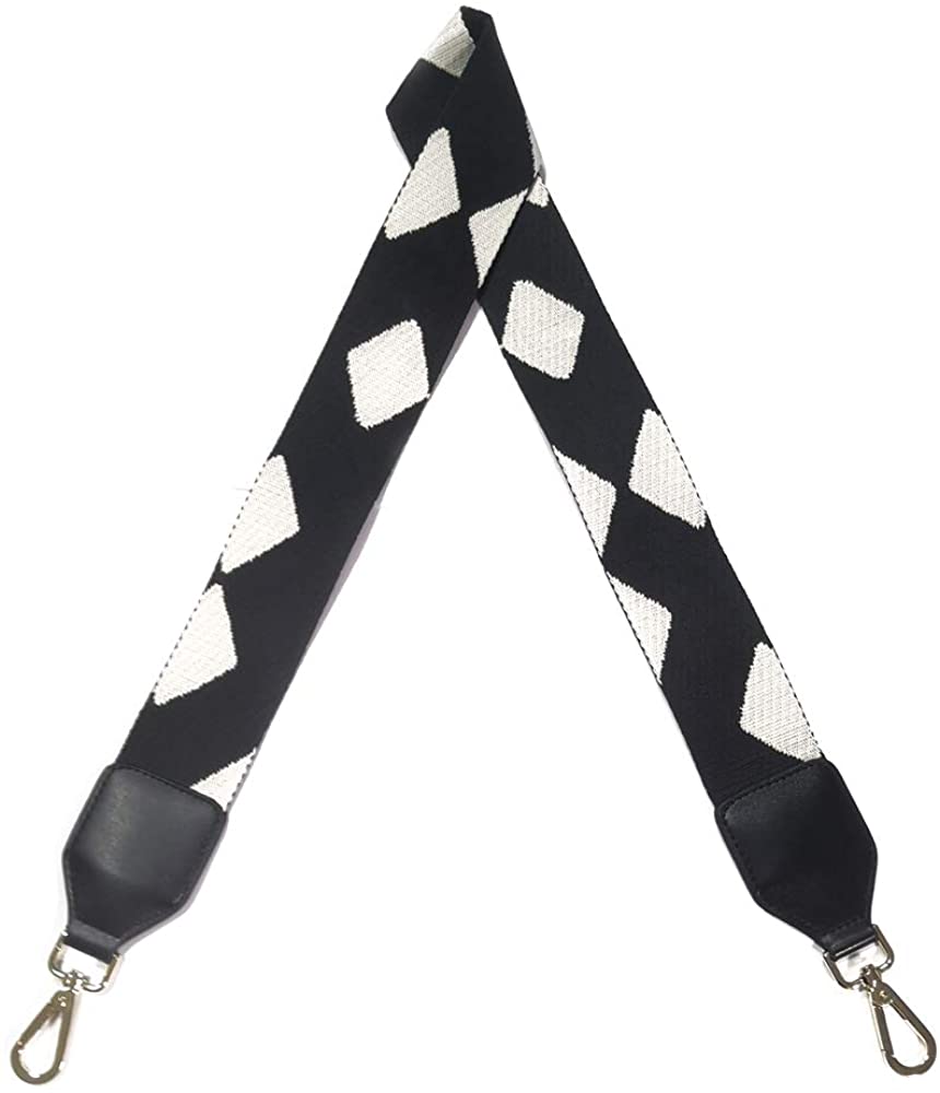 Price:$8.98 ZLYY Women Wide Shoulder Strap, 1.9inch Wide Canvas Shoulder Strap for Handbag, Black and White Style Crossbody Shoulder Bag Strap  Handbags   