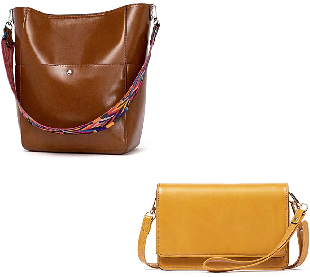 Price:$54.88    BROMEN Women Handbags Designer Leather Hobo Bags Brown and Crossbody Bags for Women Small Cell Phone Shoulder Bag Yellow Bundle  Clothing