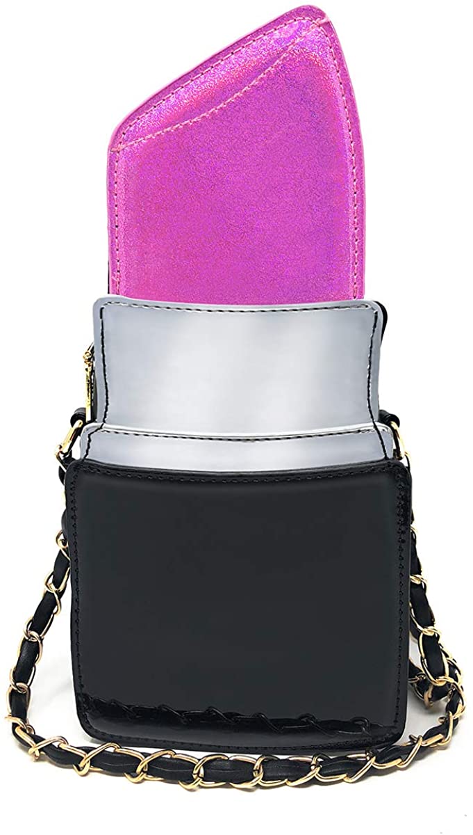 Price:$18.99 Lipstick Shape Design Crossbody Bag, Ustyle Evening Shopping Street Shoulder Bag Cell Phone Women Girl Cute Party Purse (rose)  Handbags   