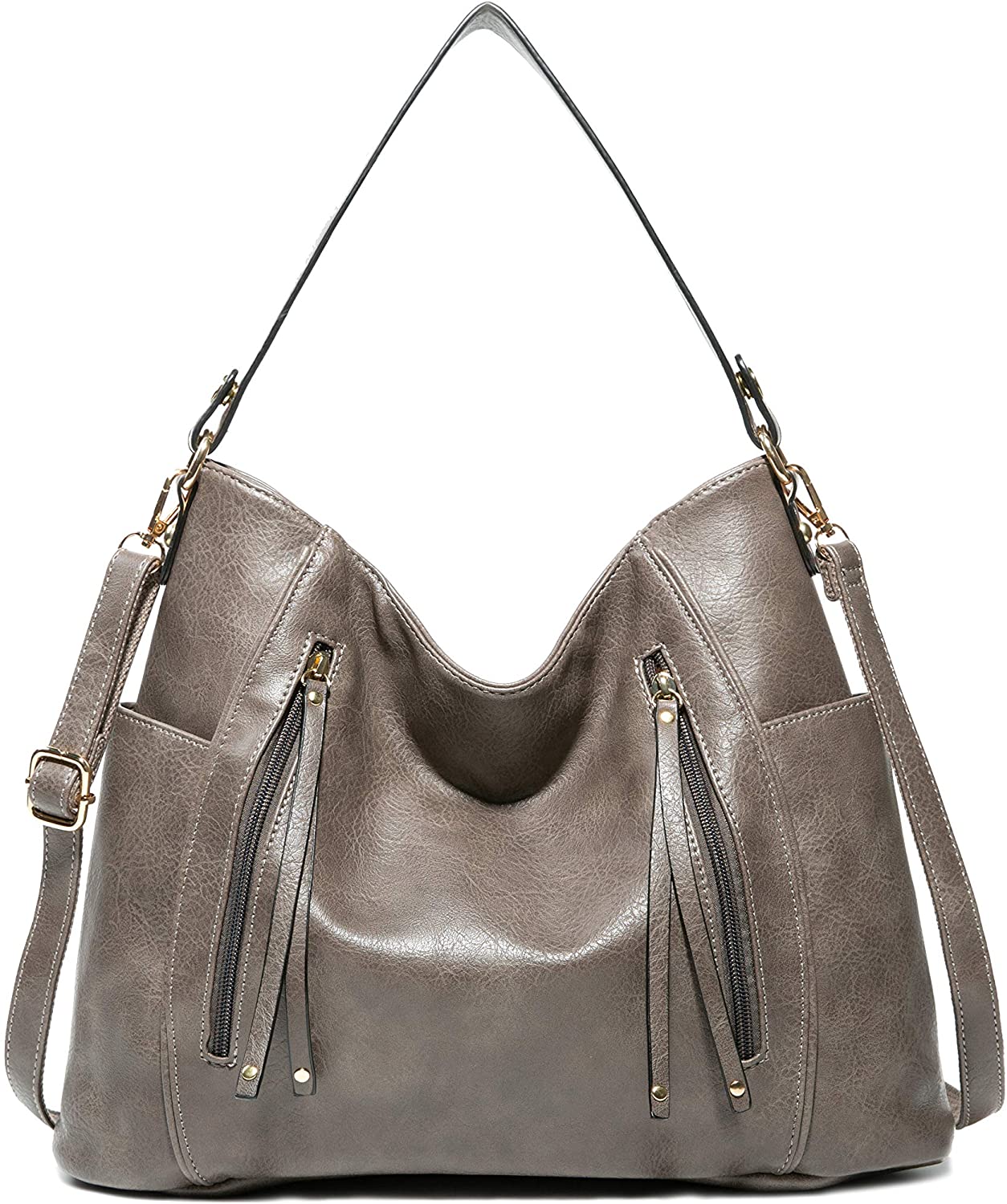 Price:$29.99    Purses and Handbags for Women Hobo Bag Vegan Leather Designer Tote Shoulder Bag Bucket Purse Crossbody Large(Grey)  Clothing