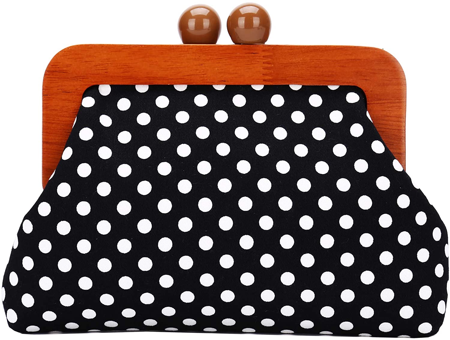 Price:$16.99    Handbag Kiss Lock Cross Body Polka Dotpurses Shoulder Messenger Tote Bags Wallet Oxford Fabric For Women Girls  Clothing