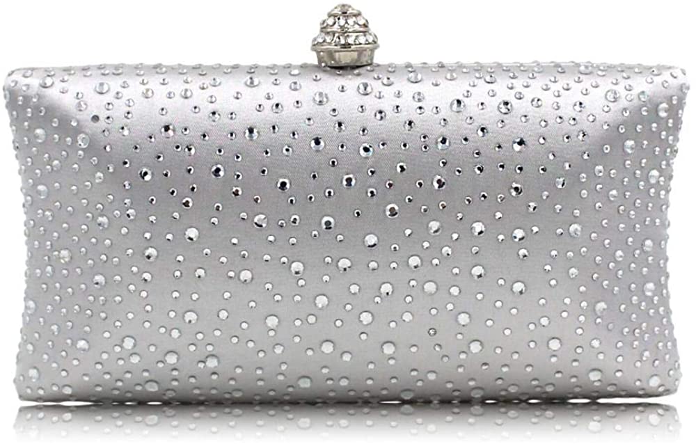 Price:$12.99 Vistatroy Women's Evening Bag Sparkling Rhinestone Wedding Evening Party Clutch Handbag Purse Chain Shoulder Crossbody Bag, Silver, One Size  Handbags   